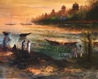 A. Q. Arif, 22 x 28 Inch, Oil on Canvas, Cityscape Painting, AC-AQ-507